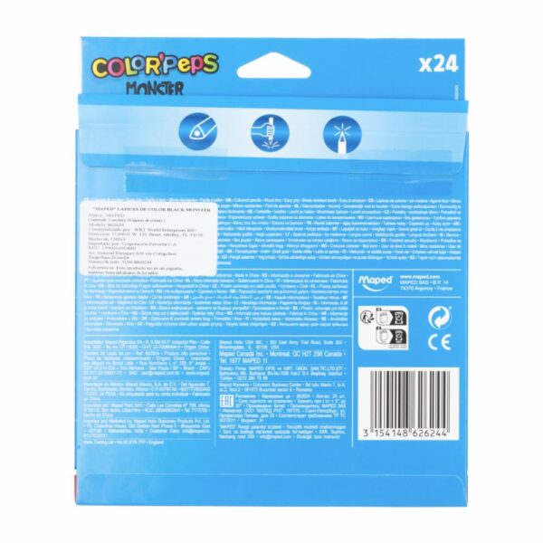 Lapices De Colores Color Peps Black Monster MAPED X 24 Uds - Imagen 2