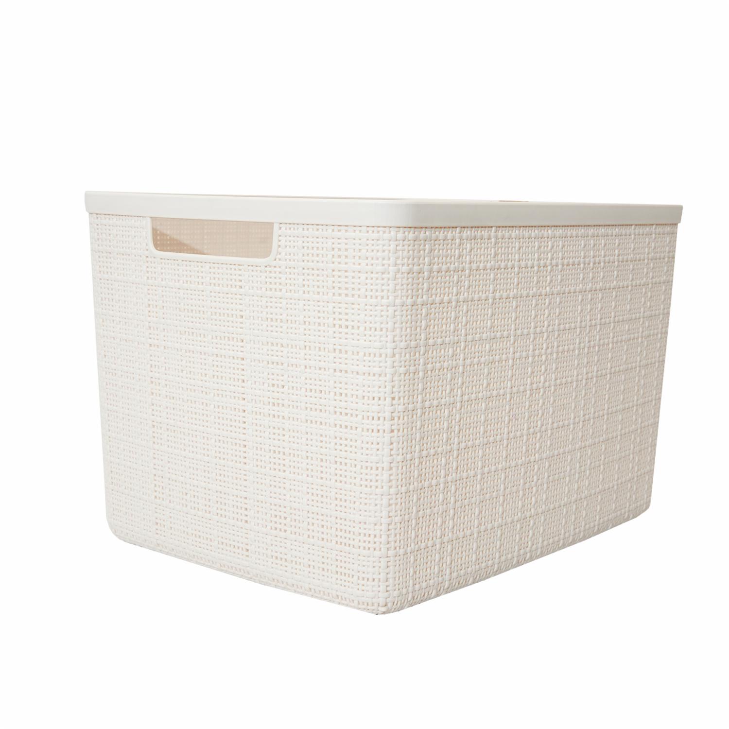 Canasto Rectangular Jute Blanco CURVER 20 L - Imagen 2