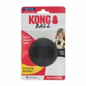 Pelota Para Mascota Extrema Color Negra Ultra Resistente MASTER KONG Mediano