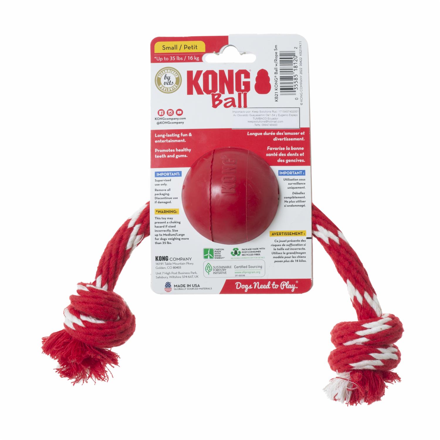 Pelota Clásica Roja Con Soga KONG Mediano/Grande - Imagen 2