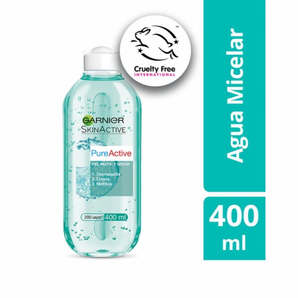 Agua Micelar Pure Active Piel Mixta A Grasa GARNIER L´ORÉAL 400 Ml