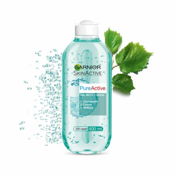 Agua Micelar Pure Active Piel Mixta A Grasa GARNIER L´ORÉAL 400 Ml - Imagen 2
