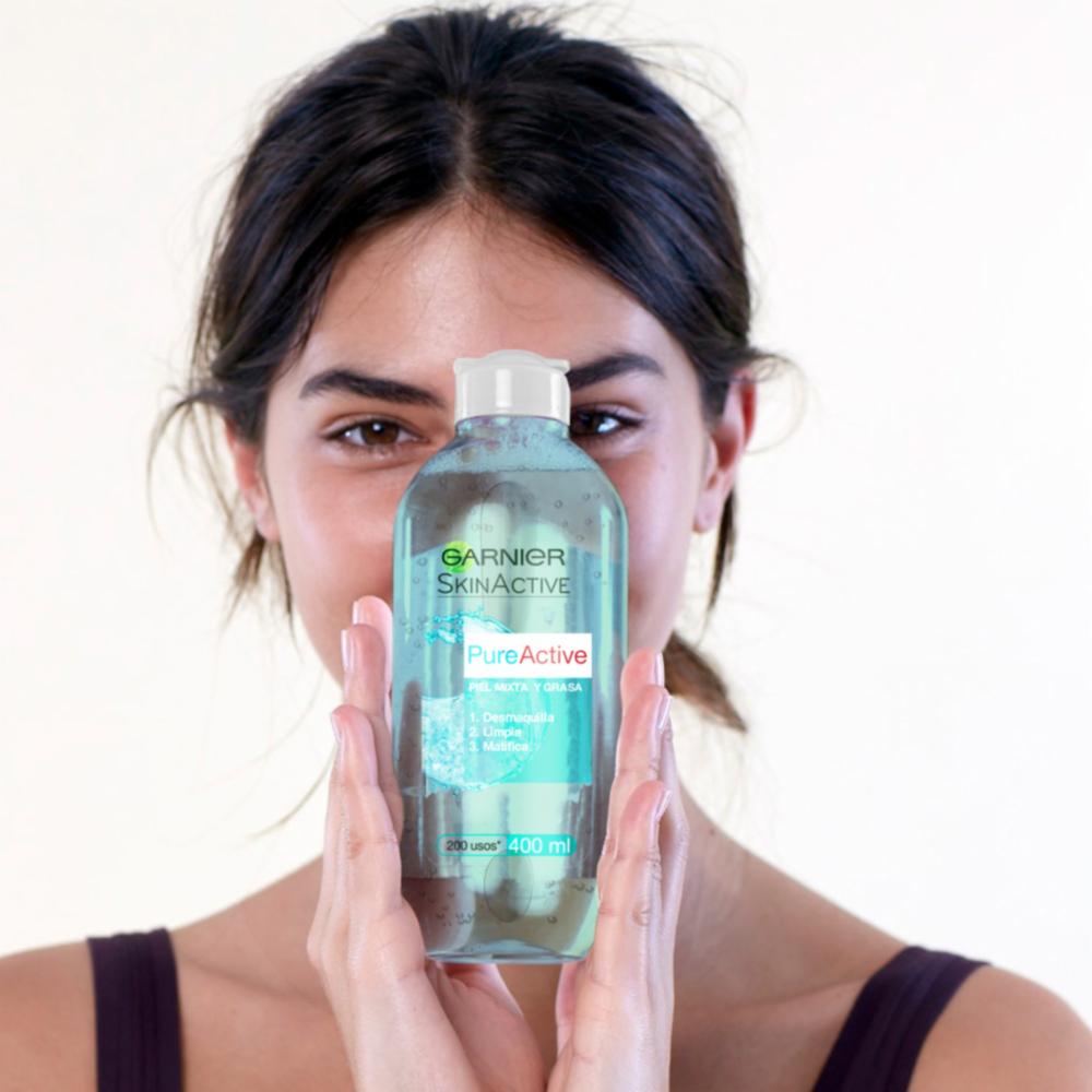 Agua Micelar Pure Active Piel Mixta A Grasa GARNIER SKIN ACTIVE 400 Ml - Imagen 5