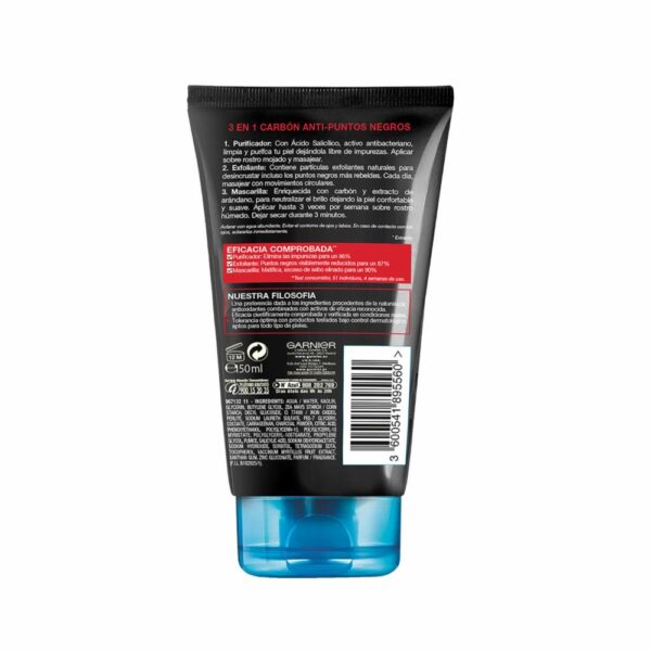 Limpiador Facial Pure Active Intensive 3 En 1 Carbón GARNIER L´ORÉAL 150 Ml - Imagen 4