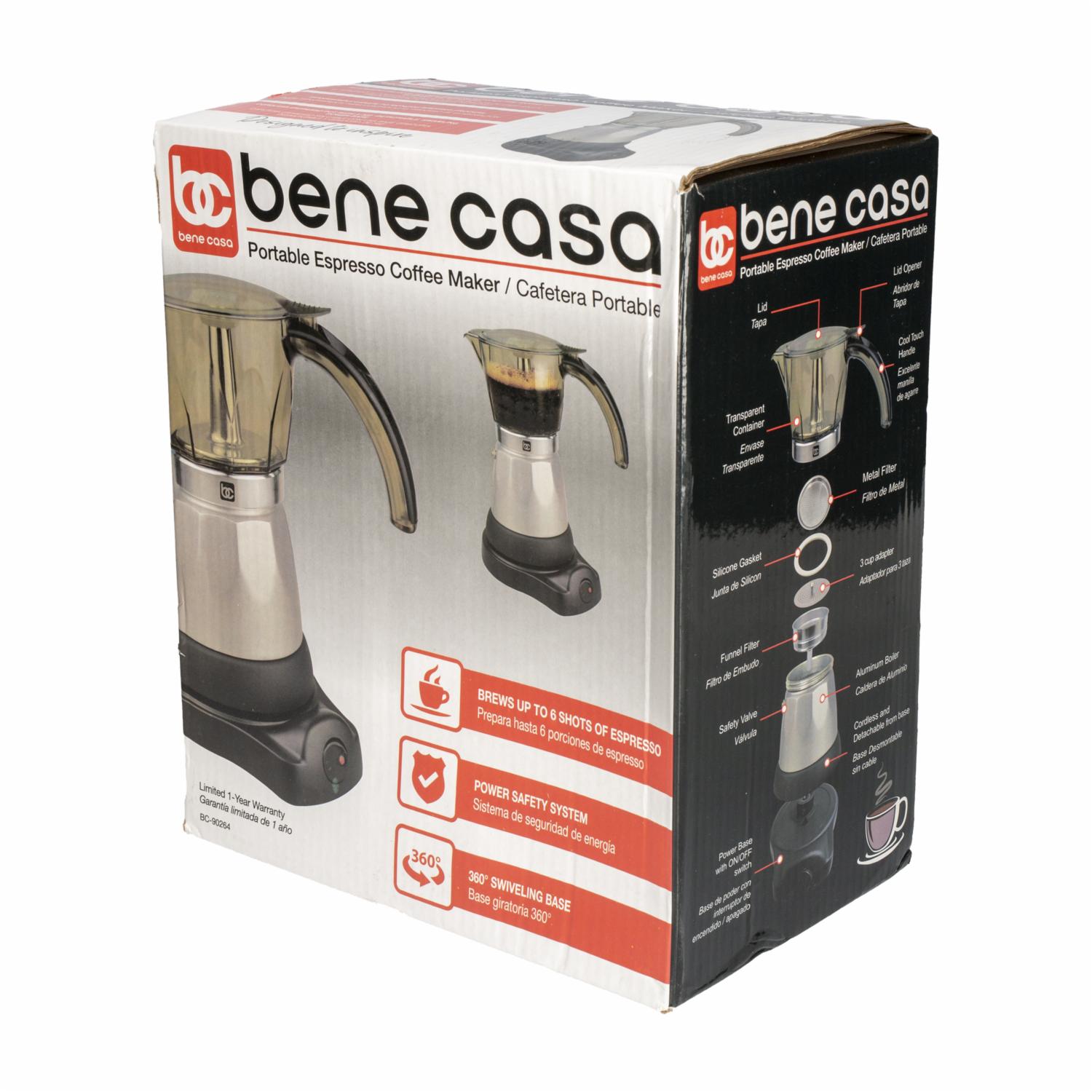Cafetera Eléctrica Portable BC-90264 BENE CASA 6 Tazas