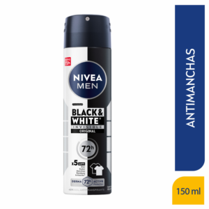 Desodorante En Spray Para Caballero Invisible Black & White NIVEA MEN 150 Ml
