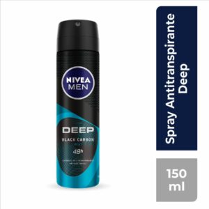 Desodorante En Spray Para Caballero Deep Amazonía Black Carbón NIVEA MEN 150 Ml