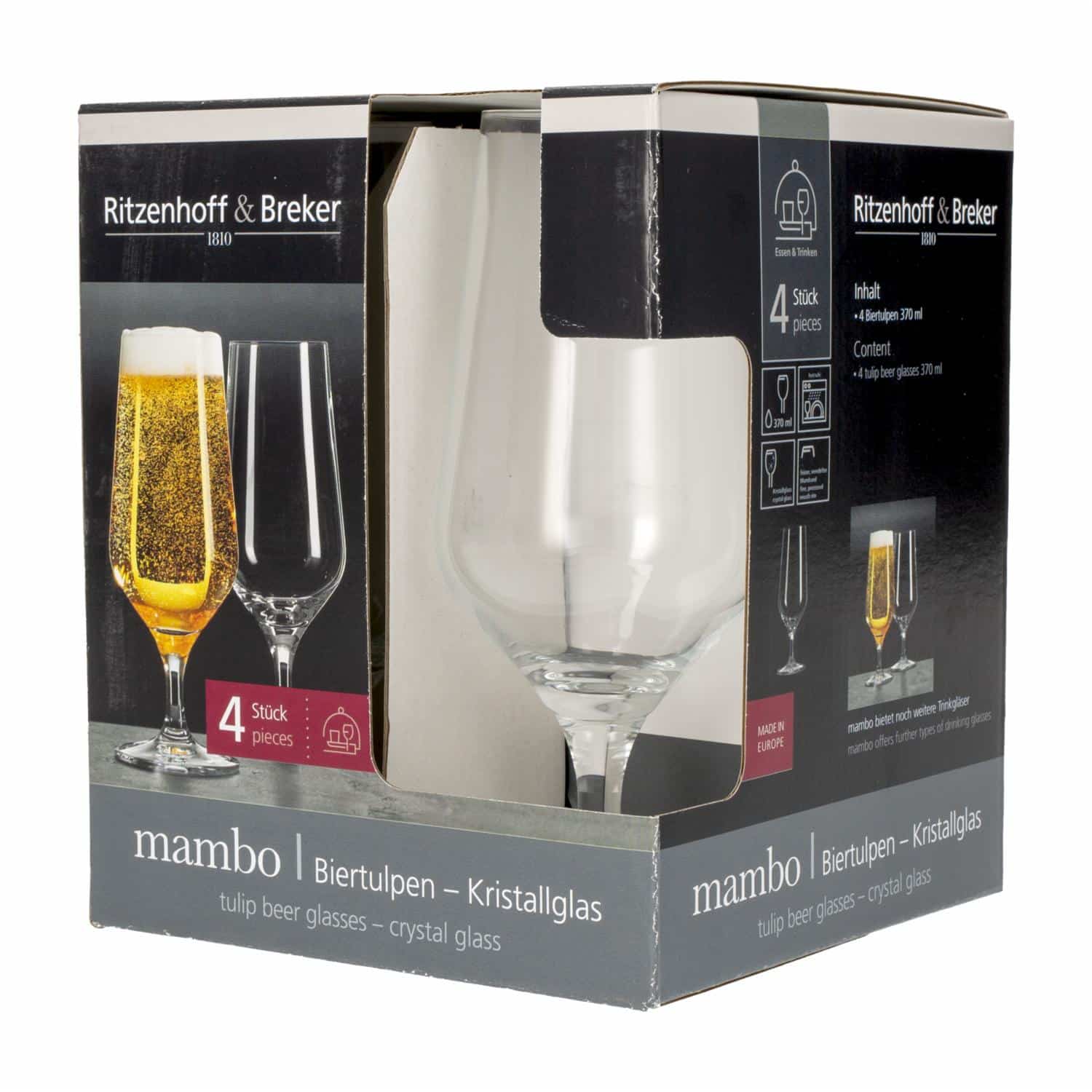 Set De Vasos Cerveza Mambo 4X370 Ml RITZENHOFF & BREKER 814606 - Imagen 3