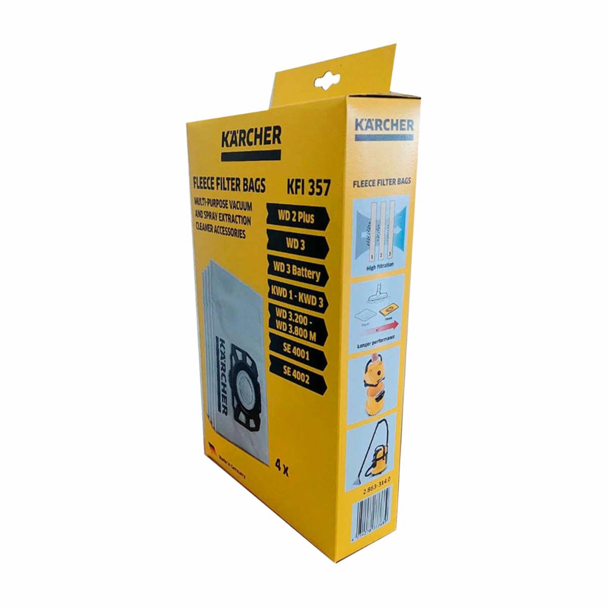 Bolsa Para Aspiradora De Fieltro Para WD1-3-4 KARCHER X4Uds