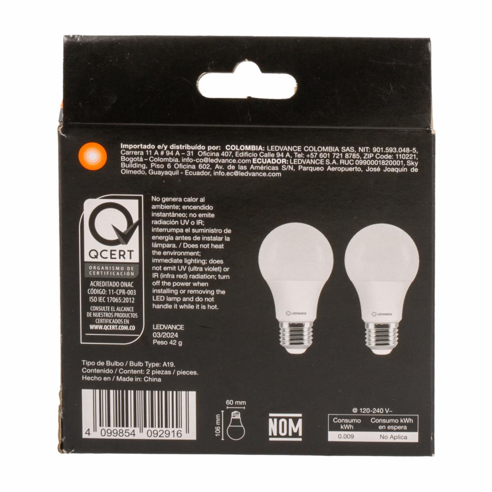 Foco Led Eco Luz Blanca LEDVANCE 9w - Imagen 2