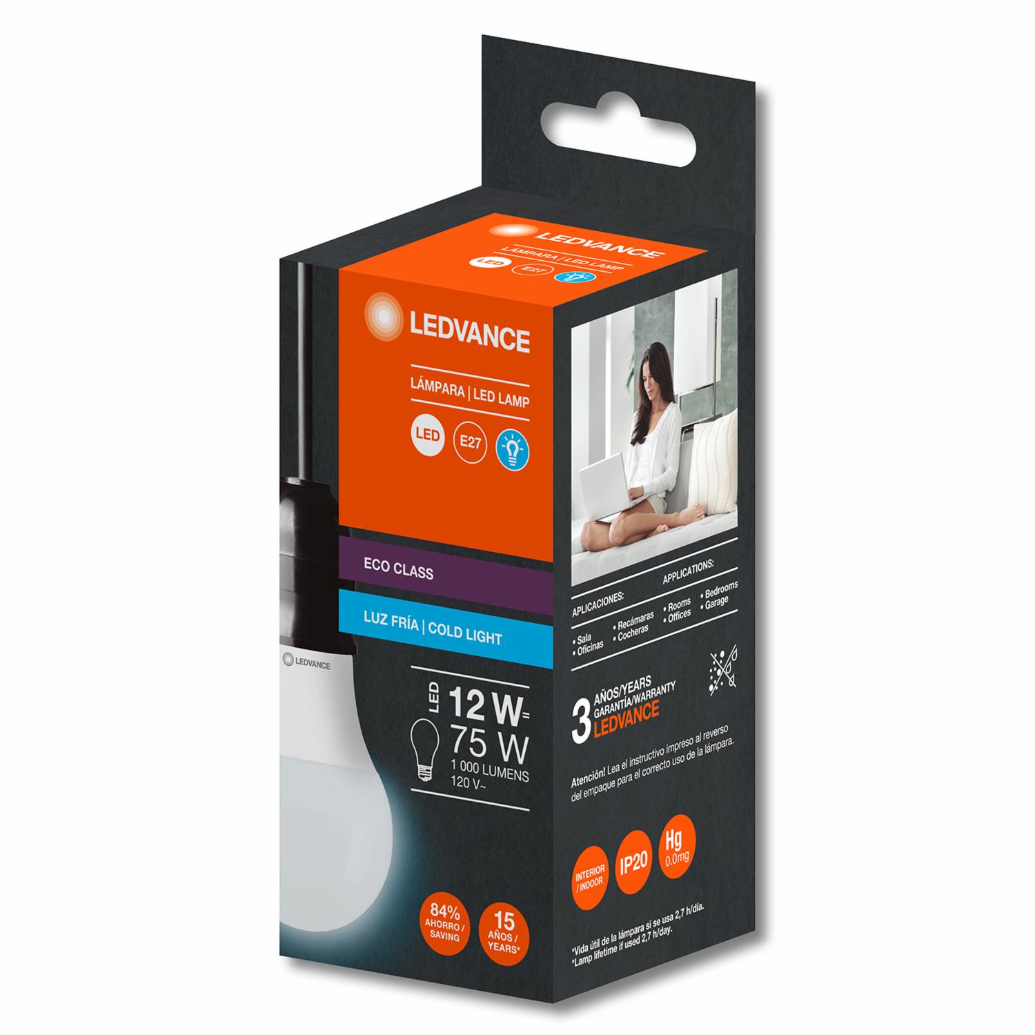 Foco Led Eco Class A75 12W E27 LEDVANCE Luz Fría - Imagen 2