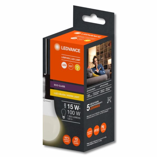 Foco Led Eco Class A100 15W E27 LEDVANCE Luz Cálida - Imagen 2