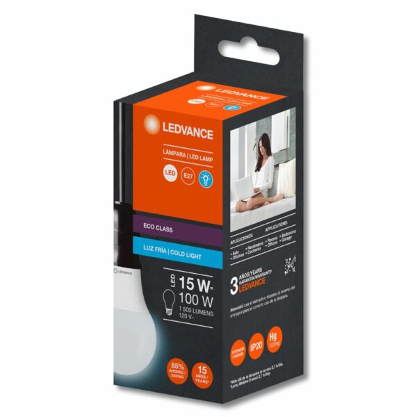 Foco Led Eco Class A100 15W E27 LEDVANCE Luz Fría - Imagen 3