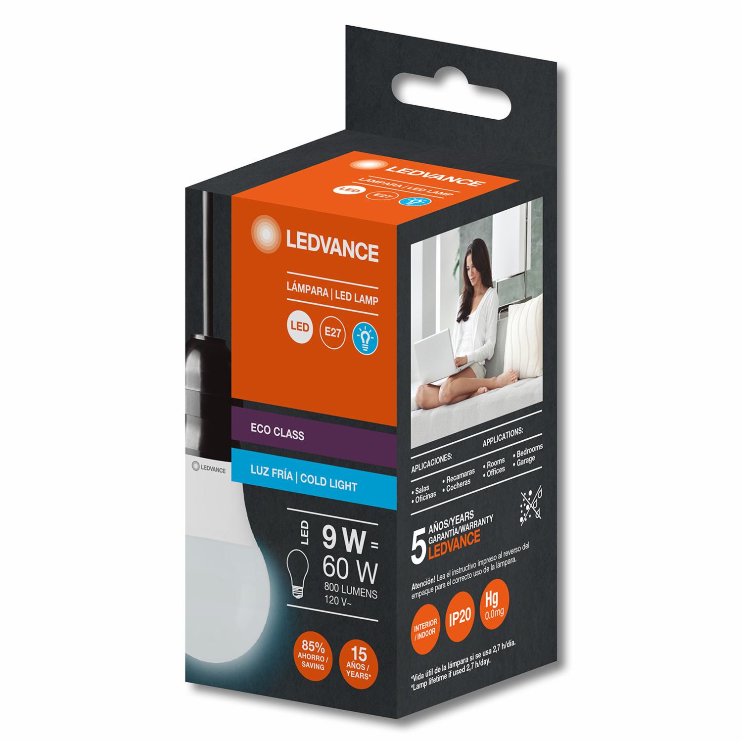 Foco Led Eco Class A60 9W E27 LEDVANCE Luz Fría - Imagen 2