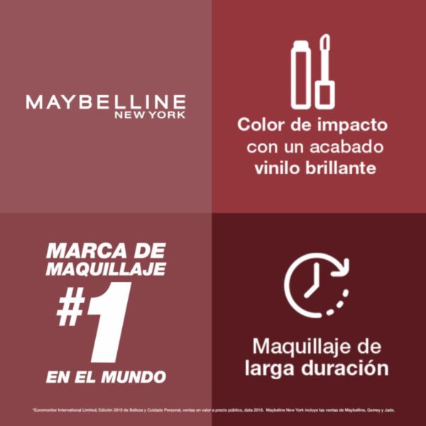 Labial Líquido Vinyl Ink Acabado Brillante Tono 40 Witty MAYBELLINE L´ORÉAL - Imagen 6