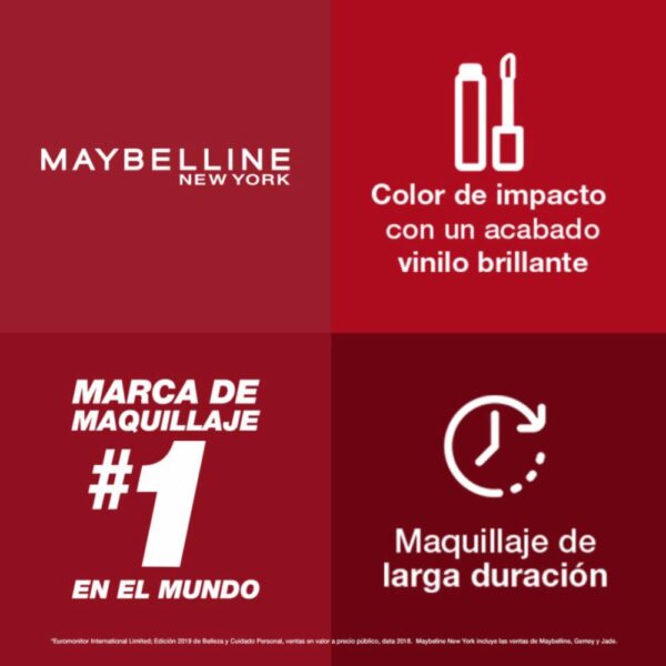 Labial Líquido Vinyl Ink Acabado Brillante Tono 10 Lippy MAYBELLINE NEW YORK - Imagen 6