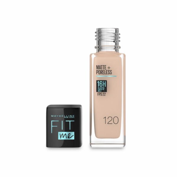 Base De Maquillaje Líquida Fit Me Mate + Poreless Fps 22 Tono 120 Classic Ivory MAYBELLINE NEW YORK - Imagen 3