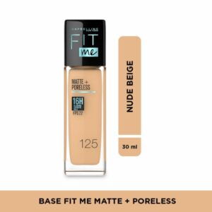 Base De Maquillaje Líquida Fit Me Mate + Poreless Fps 22 Tono 125 Nude Beige MAYBELLINE L´ORÉAL