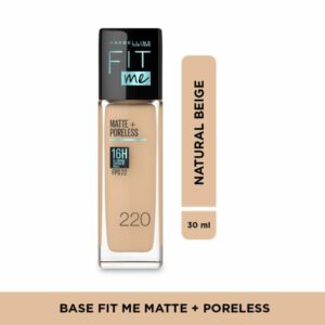 Base De Maquillaje Líquida Fit Me Mate + Poreless Fps 22 Tono 220 Natural Beige MAYBELLINE L´ORÉAL