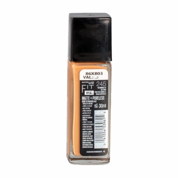 Base Liquida Fit Me + Poreless Tono 245 Classic Beige Con FPS 22 MAYBELLINE L´ORÉAL 30 Ml - Imagen 2