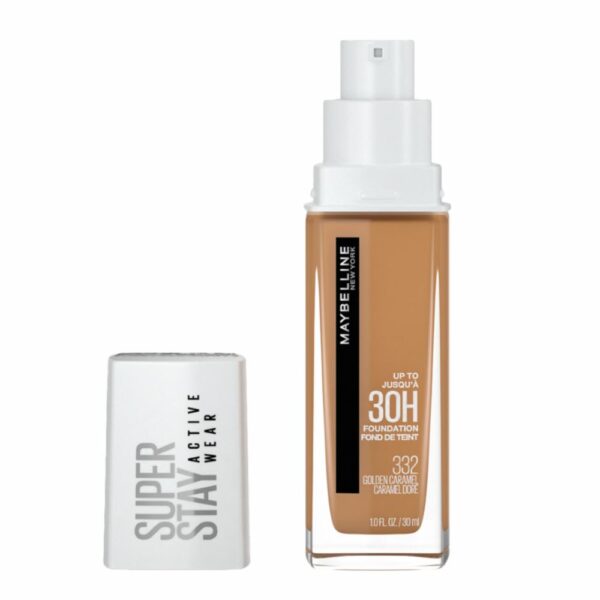 Base De Maquillaje Líquida Super Stay Active Wear Tono 332 Golden Caramel MAYBELLINE L´ORÉAL - Imagen 3