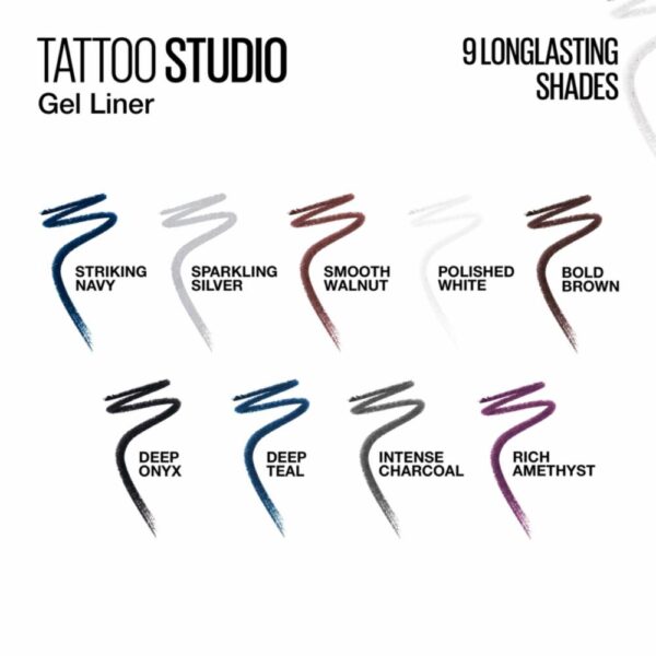 Delineador De Ojos Lápiz Gel Tatoo Studio Tono 900 Deep Onyx A Prueba De Agua MAYBELLINE L´ORÉAL 2.5 Ml - Imagen 3