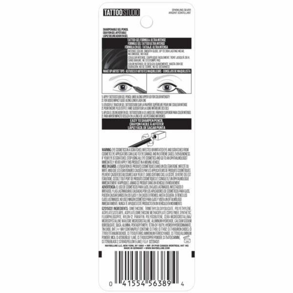 Delineador De Ojos Lápiz Gel Tatoo Studio Tono 900 Deep Onyx A Prueba De Agua MAYBELLINE NEW YORK 2.5 Ml - Imagen 8