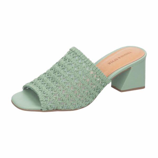 Sandalia Taco Tejido Verde Claro TREND & STYLE - Imagen 5