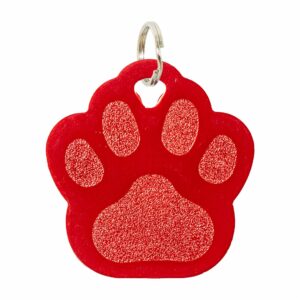 Placa Para Collar Metalica Con Forma De Huellas Color Rojo DRAGON ENGRAVERS Unidad