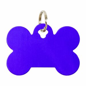 Placa Para Collar Metalica Con Forma De Hueso Color Morado DRAGON ENGRAVERS Unidad