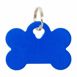 Placa Para Collar Metalica Con Forma De Hueso Color Azul DRAGON ENGRAVERS Unidad