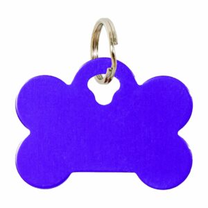 Placa Para Collar Metalica Con Forma De Hueso Color Morado DRAGON ENGRAVERS Unidad