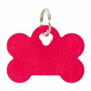 Placa Para Collar Metalica Con Forma De Hueso Color Rojo DRAGON ENGRAVERS Unidad