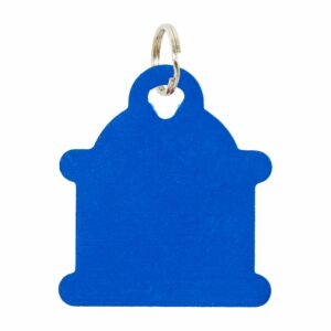 Placa Para Collar Metalica Con Forma De Hidrante Color Azul DRAGON ENGRAVERS Unidad