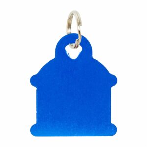 Placa Para Collar Metalica Con Forma De Hidrante Color Azul DRAGON ENGRAVERS Unidad
