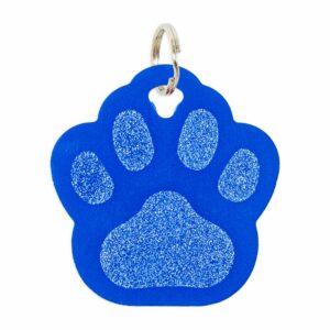 Placa Para Collar Metalica Con Forma De Huellas Color Azul DRAGON ENGRAVERS Unidad