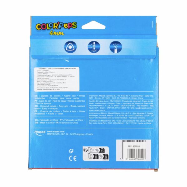 Lapices De Colores Diseño Color Peps 4 MM Con Tres Colores Adicionales MAPED X 24 Uds - Imagen 2