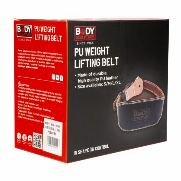 Cinturón Deportivo Para Levantar Pesas De Cuero BODY SCULPTURE M - Imagen 5