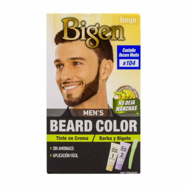 Tinte Para Barba Y Bigote Sin Amoníaco N° B.104 Castaño Oscuro Medio BIGEN MEN´S 1 Kit