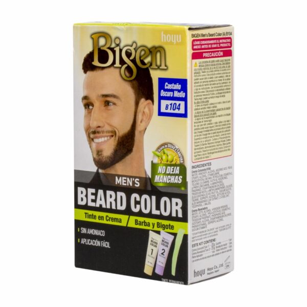 Tinte Para Barba Y Bigote Sin Amoníaco N° B.104 Castaño Oscuro Medio BIGEN MEN´S 1 Kit - Imagen 3