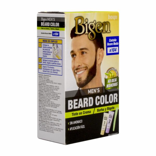 Tinte Para Barba Y Bigote Sin Amoníaco N° B.104 Castaño Oscuro Medio BIGEN MEN´S 1 Kit - Imagen 4