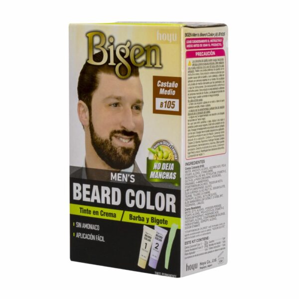 Tinte Para Barba Y Bigote Sin Amoníaco N° B.105 Castaño Medio BIGEN MEN´S 1 Kit - Imagen 3