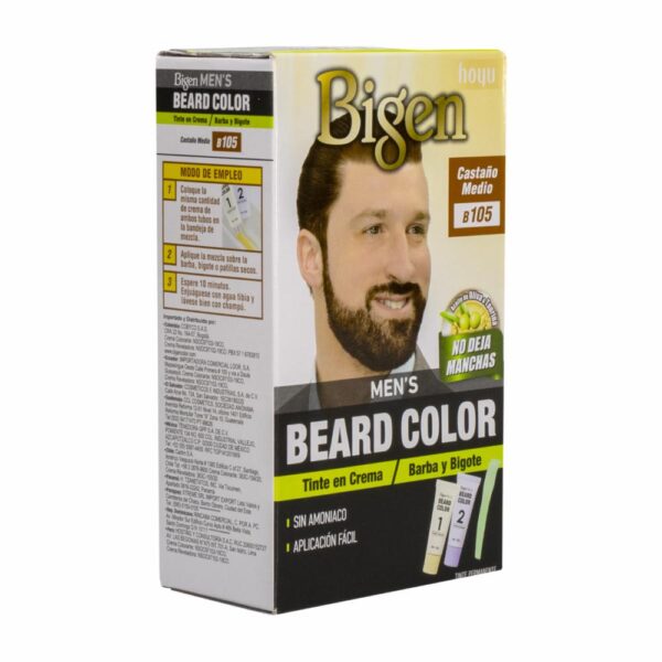 Tinte Para Barba Y Bigote Sin Amoníaco N° B.105 Castaño Medio BIGEN MEN´S 1 Kit - Imagen 4