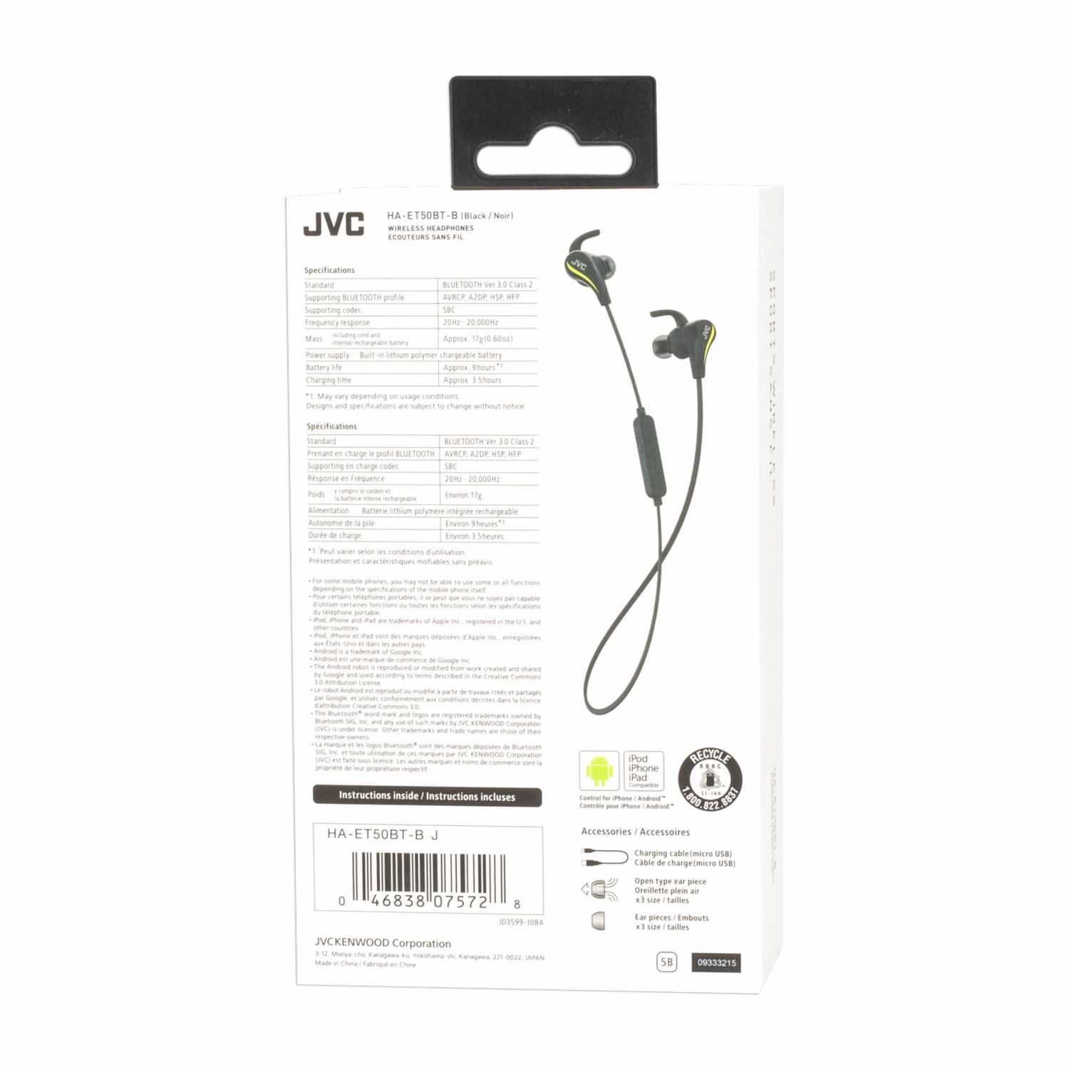 Audífonos Sport HAET50BTB JVC Bluetooth - Imagen 3