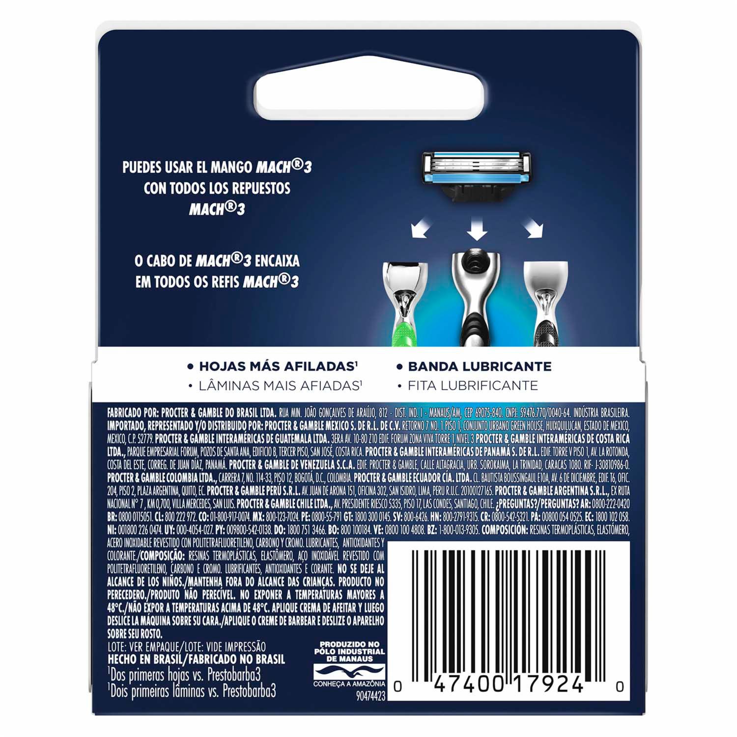 Repuesto Afeitadora Caballero Mach 3 GILLETTE X 2 Uds - Imagen 2