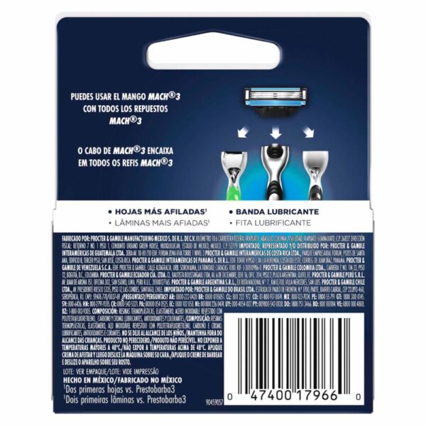 Repuesto Afeitadora Caballero Mach 3 GILLETTE X 4 Uds - Imagen 2