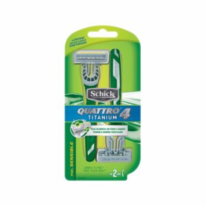 Afeitadora Desechable Caballero Quattro 4 Titanium Sensitive SCHICK X 2 Uds
