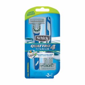 Afeitadora Desechable Caballero Quattro 4 Titanium Piel Normal SCHICK X 2 Uds
