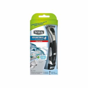 Máquina De Afeitar Caballero Quattro 4 Titanium Precisión Incluye 1 Pila SCHICK Recortador + Cartucho
