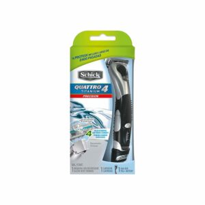 Máquina De Afeitar Caballero Quattro 4 Titanium Precisión Incluye 1 Pila SCHICK Recortador + Cartucho